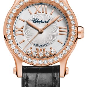 Chopard Damklocka 274893-5002 Happy Sport Silverfärgad/Läder Ø30 mm