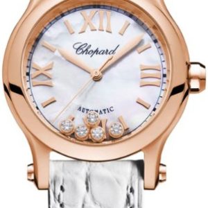 Chopard Damklocka 274893-5009 Happy Sport Vit/Läder Ø30 mm