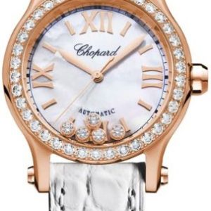 Chopard Damklocka 274893-5010 Happy Sport Vit/Läder Ø30 mm