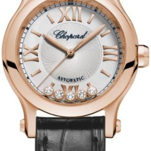 Chopard Damklocka 274893-5011 Happy Sport Silverfärgad/Läder Ø30 mm