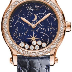 Chopard Damklocka 274894-5001 Happy Moon Blå/Läder Ø36 mm