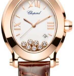 Chopard Damklocka 275350-5001 Happy Sport Vit/Läder Ø33.5 mm