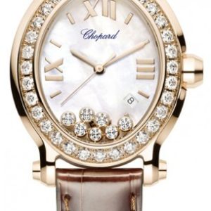 Chopard Damklocka 275350-5003 Happy Sport Vit/Läder Ø33.5 mm