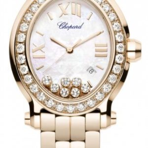 Chopard Damklocka 275350-5004 Happy Sport Vit/18 karat roséguld