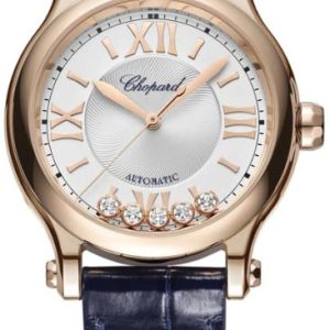 Chopard Damklocka 275378-5001 Happy Sport Silverfärgad/Läder Ø33 mm