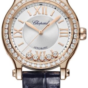 Chopard Damklocka 275378-5003 Happy Sport Silverfärgad/Läder Ø33 mm