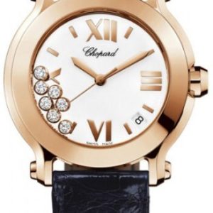 Chopard Damklocka 277471-5001 Happy Sport Vit/Läder Ø36 mm