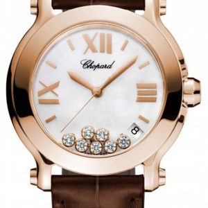 Chopard Damklocka 277471-5002 Happy Sport Vit/Läder Ø36 mm