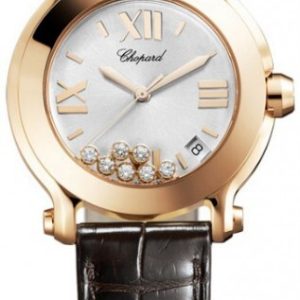 Chopard Damklocka 277471-5013 Happy Sport Vit/Läder Ø36 mm