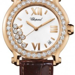 Chopard Damklocka 277473-5001 Happy Sport Vit/Läder Ø36 mm