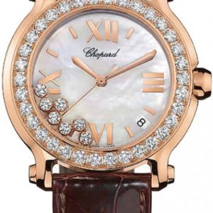 Chopard Damklocka 277473-5002 Happy Sport Vit/Läder Ø36 mm