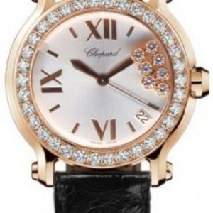 Chopard Damklocka 277473-5009 Happy Sport Vit/Läder Ø36 mm