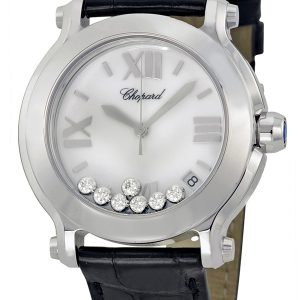 Chopard Damklocka 278475-3001 Happy Sport Vit/Läder Ø36 mm