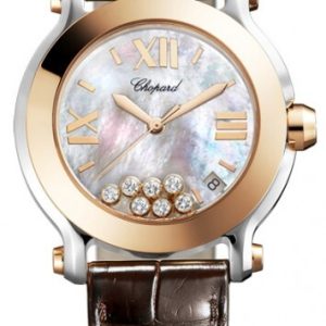 Chopard Damklocka 278492-9004 Happy Sport Vit/Läder Ø36 mm