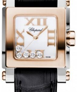 Chopard Damklocka 278516-6001 Happy Sport Vit/Läder 31x24 mm