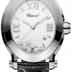 Chopard Damklocka 278546-3001 Happy Sport Vit/Läder 34x31 mm