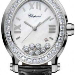 Chopard Damklocka 278546-3002 Happy Sport Vit/Läder 34x31 mm