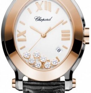 Chopard Damklocka 278546-6001 Happy Sport Vit/Läder 34x31 mm