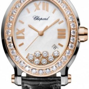 Chopard Damklocka 278546-6002 Happy Sport Vit/Läder 34x31 mm