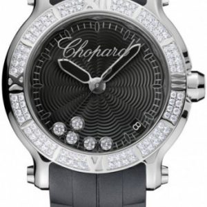 Chopard Damklocka 278551-3004 Happy Sport Svart/Gummi Ø36 mm