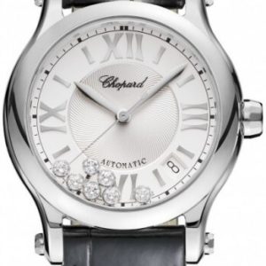 Chopard Damklocka 278559-3001 Happy Sport Silverfärgad/Läder Ø36 mm