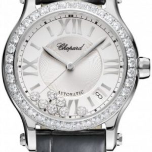 Chopard Damklocka 278559-3003 Happy Sport Silverfärgad/Läder Ø36 mm