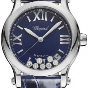 Chopard Damklocka 278559-3008 Happy Sport Blå/Läder Ø36 mm