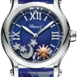 Chopard Damklocka 278559-3011 Happy Sport Blå/Läder Ø36 mm