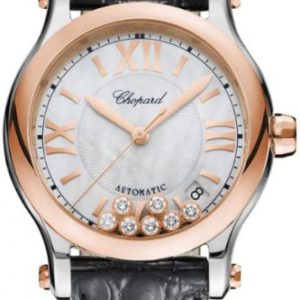 Chopard Damklocka 278559-6008 Happy Sport Vit/Läder Ø36 mm