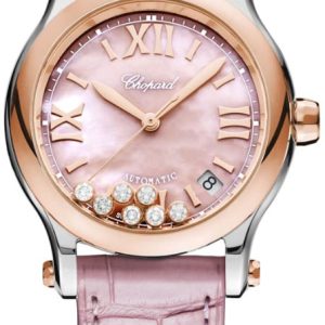 Chopard Damklocka 278559-6021 Happy Sport Rosa/Läder Ø36 mm