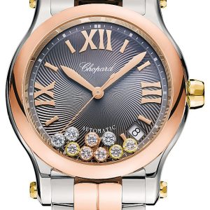 Chopard Damklocka 278559-9001 Happy Sport Grå/18 karat gult guld