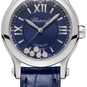 Chopard Damklocka 278573-3016 Happy Sport Blå/Läder Ø30 mm