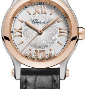 Chopard Damklocka 278573-6013 Happy Sport Silverfärgad/Läder Ø30 mm