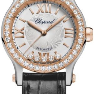 Chopard Damklocka 278573-6015 Happy Sport Silverfärgad/Läder Ø30 mm