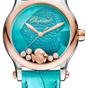 Chopard Damklocka 278578-6001 Happy Fish 36 MM Automatic Blå/Läder