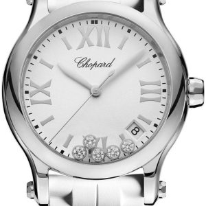 Chopard Damklocka 278582-3001 Happy Sport Vit/Gummi Ø36 mm