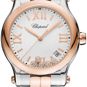 Chopard Damklocka 278582-6002 Happy Sport Vit/18 karat roséguld Ø36