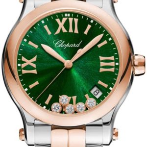 Chopard Damklocka 278582-6006 Happy Sport Grön/18 karat roséguld