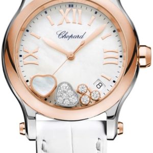 Chopard Damklocka 278582-6009 Happy Sport Vit/Läder Ø36 mm