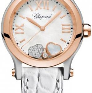 Chopard Damklocka 278590-6005 Happy Sport Vit/Läder Ø30 mm