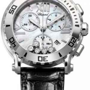 Chopard Damklocka 288499-3006 Happy Sport Chronographe Vit/Läder