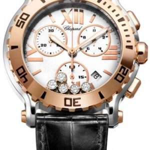 Chopard Damklocka 288499-6001 Happy Sport Chronographe Vit/Läder