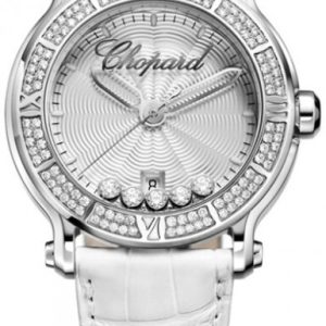 Chopard Damklocka 288525-3003 Happy Sport Silverfärgad/Läder Ø42 mm