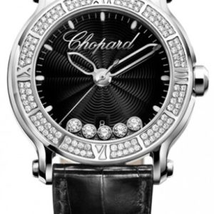 Chopard Damklocka 288525-3006 Happy Sport Svart/Läder Ø42 mm