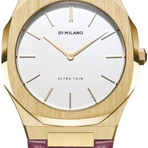 D1 Milano Damklocka UTLL03 Ultra Thin Vit/Läder Ø38 mm