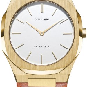 D1 Milano Damklocka UTLL06 Ultra Thin Vit/Läder Ø38 mm