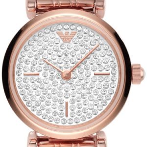 Emporio Armani Damklocka AR11266 Gianni T-Bar Vit/Roséguldstonat