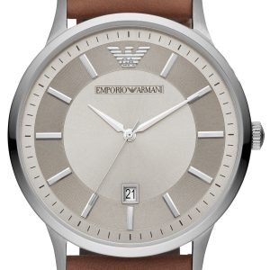 Emporio Armani Herrklocka AR11185 Renato Silverfärgad/Läder Ø43 mm