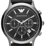 emporio armani herrklocka ar2447 renato svart/läder ø43 mm