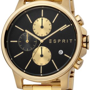 Esprit Herrklocka ES1G155M0085 Svart/Gulguldtonat stål Ø42 mm